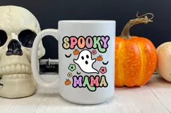 Spooky Mama Groovy Halloween Sublimation I Retro Halloween PNG
