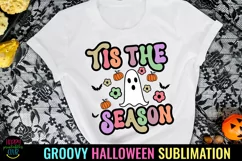Tis the Season Groovy Halloween Sublimation I Retro Halloween PNG|