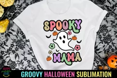 Spooky Mama Groovy Halloween Sublimation I Retro Halloween PNG