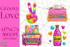 Retro Valentine PNG, Groovy Heart Clipart Product Image 1