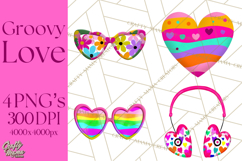 Retro Valentine PNG, Groovy Heart Clipart Product Image 1