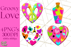 Retro Valentine PNG, Groovy Heart Clipart Product Image 1
