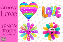 Retro Valentine PNG, Groovy Heart Clipart Product Image 1