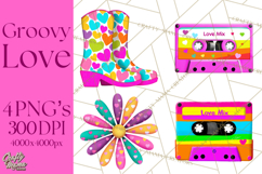 Retro Valentine PNG, Groovy Heart Clipart Product Image 1