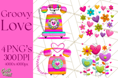 Retro Valentine PNG, Groovy Heart Clipart Product Image 1