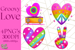Retro Valentine PNG, Groovy Heart Clipart Product Image 1