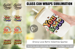 Groovy Love Valentine Quotes Glass Can Product Image 1