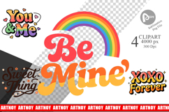 Groovy Love Retro Valentine Clipart Product Image 1