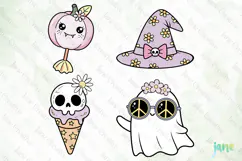 Groovy Pastel Halloween SVG PNG Clipart Product Image 1