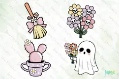 Groovy Pastel Halloween SVG PNG Clipart Product Image 1