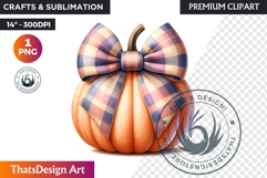 Groovy Pastel Coquette Pumpkins with bows, Boho autumn PNG Product Image 1