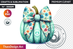 Groovy Pastel Coquette Pumpkins with bows, Boho autumn PNG Product Image 1