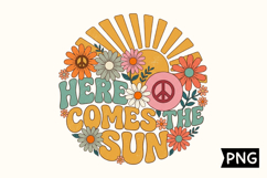 Groovy Peace Floral Sun Quote PNG Product Image 1
