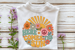 Groovy Peace Floral Sun Quote PNG Product Image 2