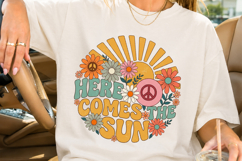 Groovy Peace Floral Sun Quote PNG Product Image 3