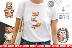 Groovy Retro Animal Nurse Sublimation Product Image 1