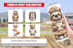 Groovy Retro Animal Nurse Tumbler Product Image 1