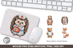 Groovy Retro Animal Nurse Mouse Pad Product Image 1