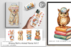 Groovy Retro Animal Nurse Digital Paper Product Image 1