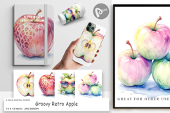 Groovy Retro Apple Digital Paper Product Image 1