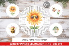 Groovy Retro Floral Garden Wind Spinner Product Image 1