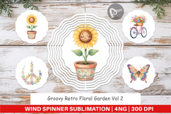 Groovy Retro Floral Garden Wind Spinner Product Image 1
