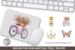 Groovy Retro Floral Garden Mouse Pad Product Image 1