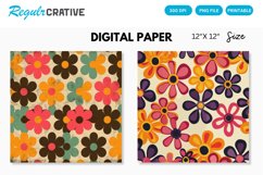 Groovy Retro Flower Seamless Digital Paper, Flower Pattern Product Image 1