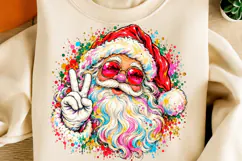 Retro Santa Christmas PNG | Groovy Peace Sign Santa Png Product Image 2