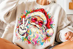Retro Santa Christmas PNG | Groovy Peace Sign Santa Png Product Image 3