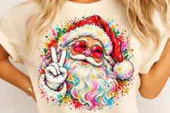 Retro Santa Christmas PNG | Groovy Peace Sign Santa Png Product Image 4