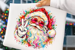 Retro Santa Christmas PNG | Groovy Peace Sign Santa Png Product Image 5