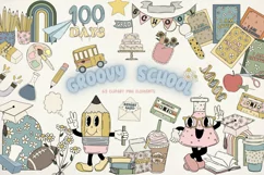Groovy School Clipart Bundle Education Clipart 