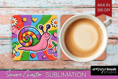 Groovy Square Coaster - Summer Coaster PNG Sublimation Product Image 1
