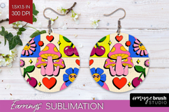 Groovy Round Earrings - Summer PNG Sublimation Product Image 1