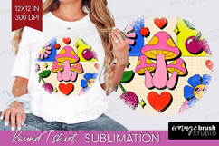 Groovy Round Tshirt Background - Summer PNG Sublimation Product Image 1