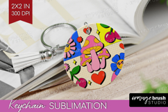 Groovy Keychain PNG - Summer Keychain Sublimation Product Image 1