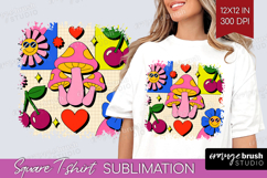 Groovy Square Tshirt Background - Summer PNG Sublimation Product Image 1