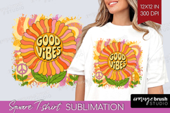 Groovy Square Tshirt Background - Summer PNG Sublimation Product Image 1