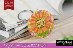 Groovy Keychain PNG - Summer Keychain Sublimation Product Image 1