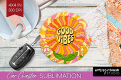 Groovy Car Coaster - Summer Coaster PNG Sublimation Product Image 1