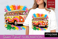Groovy Square Tshirt Background - Summer PNG Sublimation Product Image 1