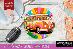 Groovy Car Coaster - Summer Coaster PNG Sublimation Product Image 1