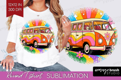 Groovy Round Tshirt Background - Summer PNG Sublimation Product Image 1