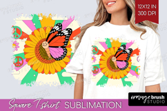 Groovy Square Tshirt Background - Summer PNG Sublimation Product Image 1