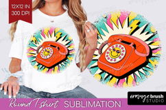 Groovy Round Tshirt Background - Summer PNG Sublimation Product Image 1