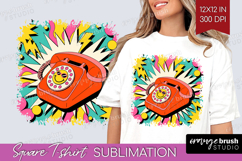 Groovy Square Tshirt Background - Summer PNG Sublimation Product Image 1