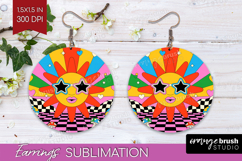 Groovy Round Earrings - Summer PNG Sublimation Product Image 1