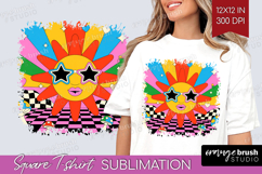 Groovy Square Tshirt Background - Summer PNG Sublimation Product Image 1