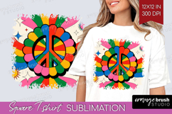 Groovy Square Tshirt Background - Summer PNG Sublimation Product Image 1